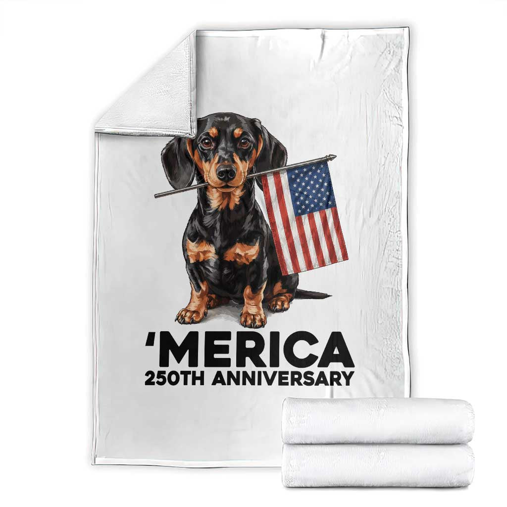 Merica Dachshund Lover Throw Blanket 250th Anniversary Gift