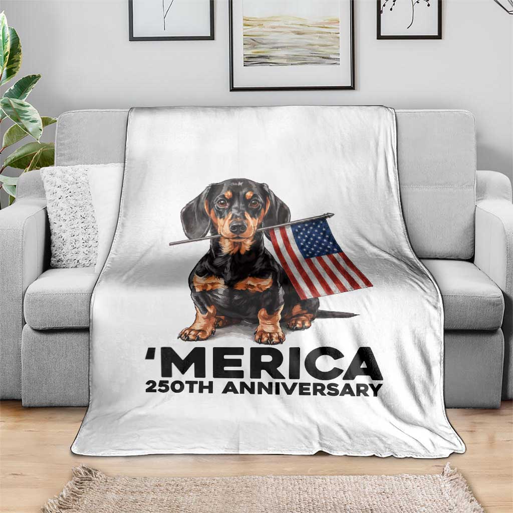 Merica Dachshund Lover Throw Blanket 250th Anniversary Gift
