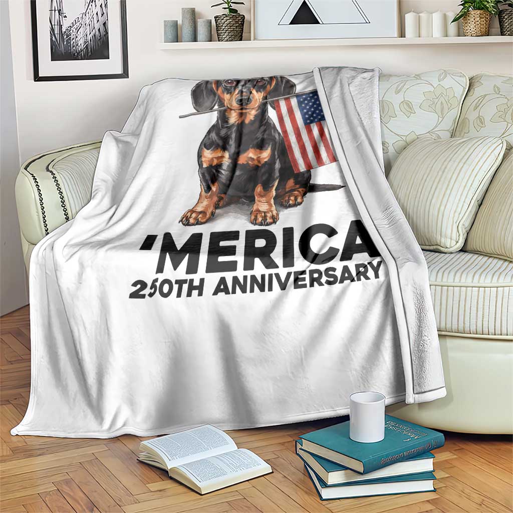 Merica Dachshund Lover Throw Blanket 250th Anniversary Gift