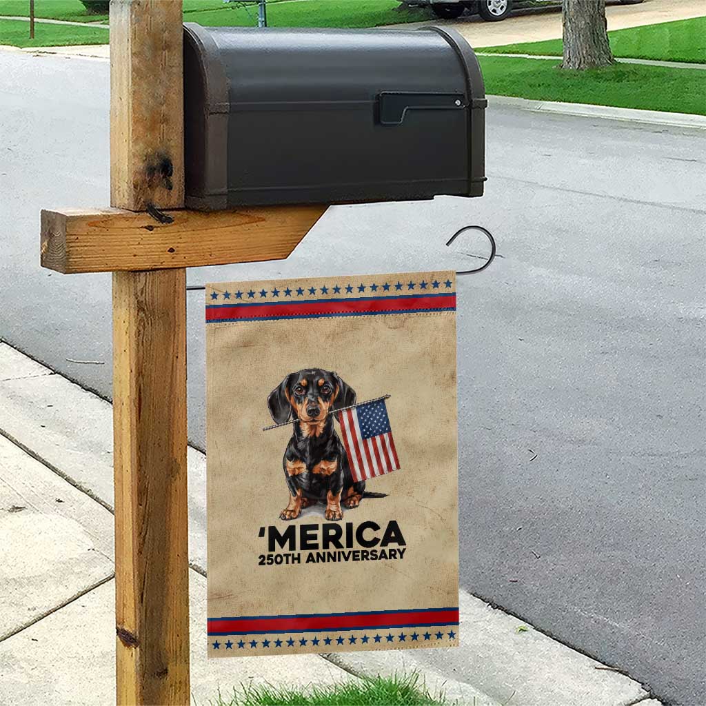 Merica Dachshund Lover Patriotic Garden Flag 250th Anniversary Gift