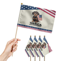 Merica Dachshund Lover Patriotic Handheld Flag 250th Anniversary Gift