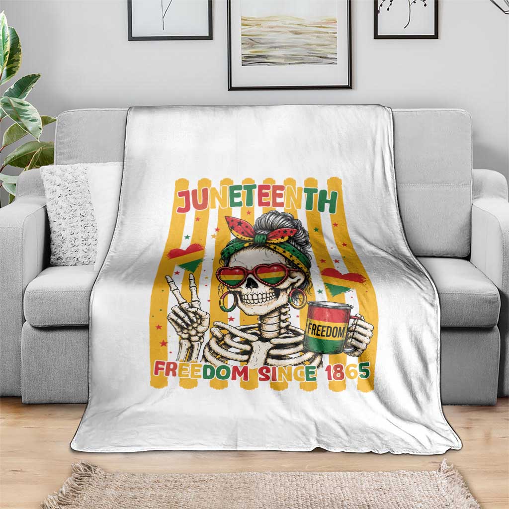 Skeleton Juneteenth Freedom Throw Blanket African American Pride Gift