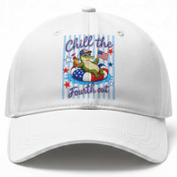 Funny Patriotic Alligator Baseball Cap Chill The Fourth Out
