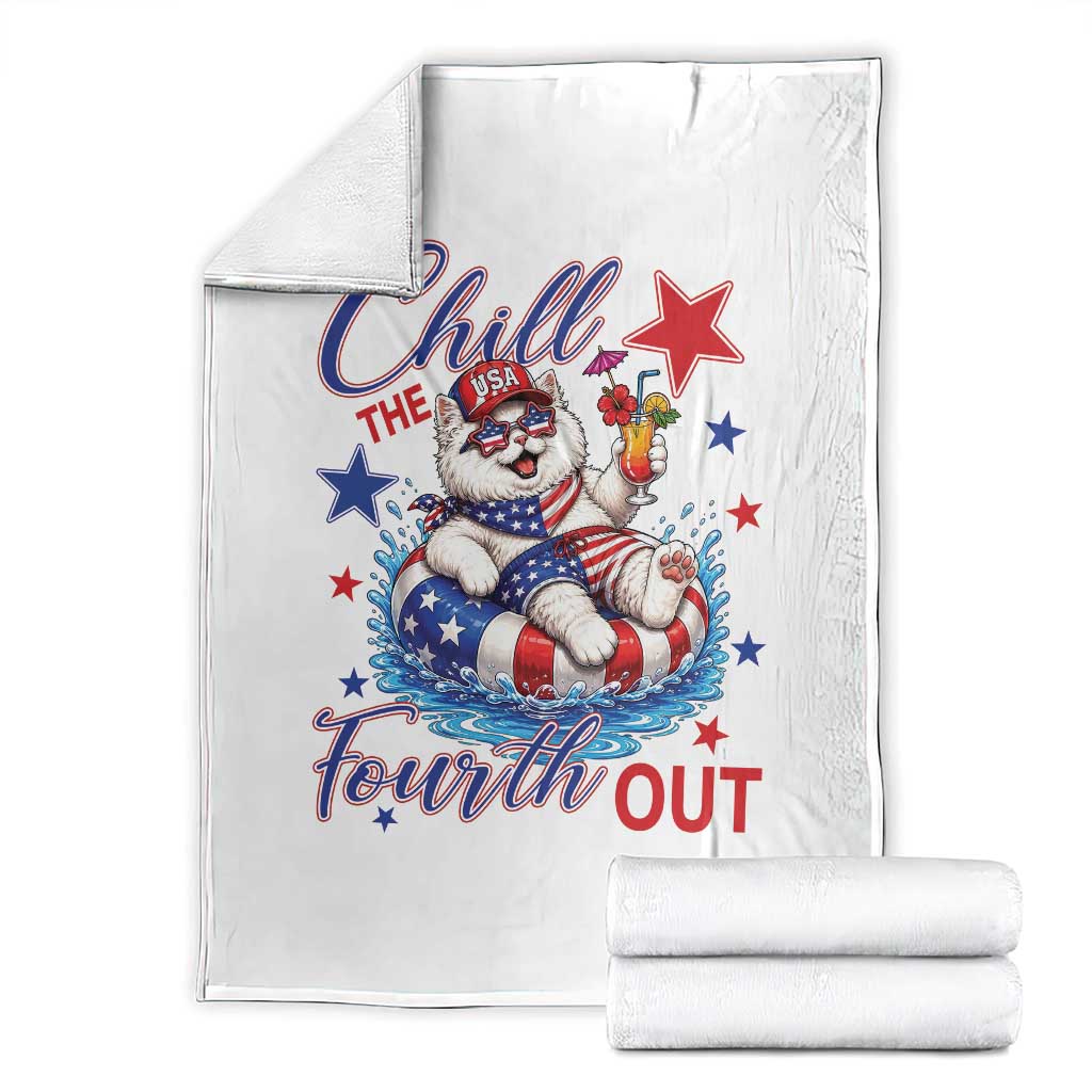 Funny Patriotic Persian Cat Throw Blanket Chill The Fourth Out