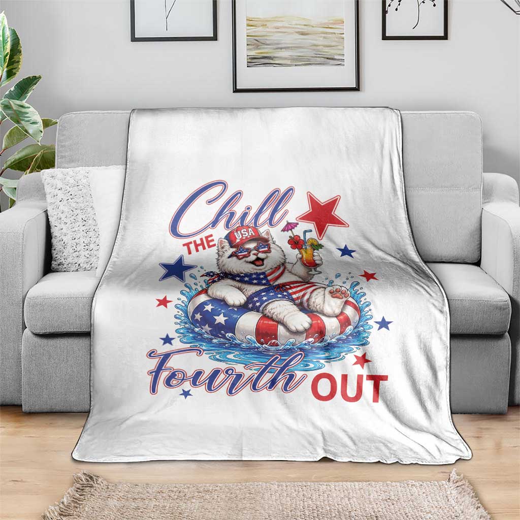 Funny Patriotic Persian Cat Throw Blanket Chill The Fourth Out