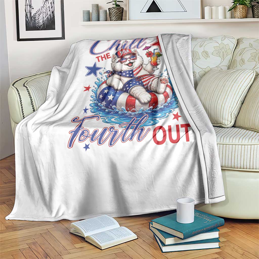 Funny Patriotic Persian Cat Throw Blanket Chill The Fourth Out
