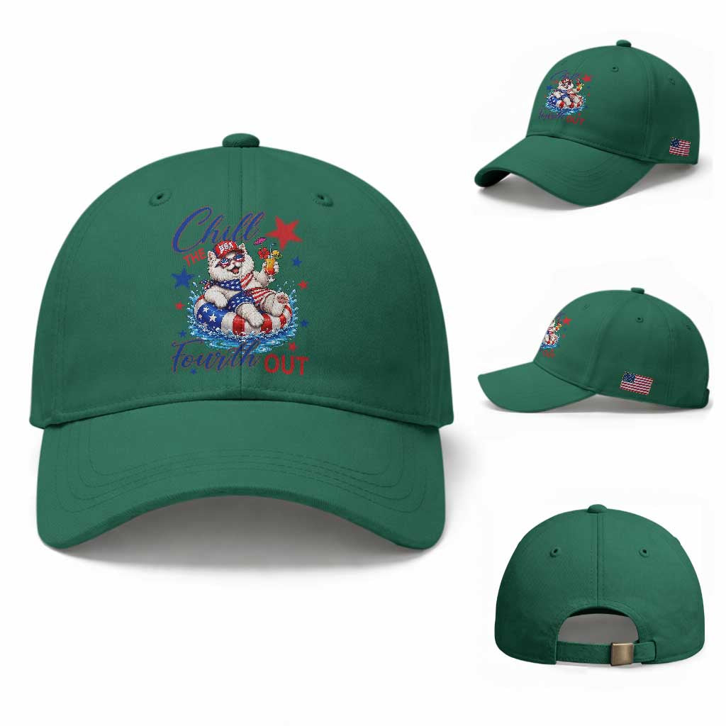 Funny Patriotic Persian Cat Baseball Cap Chill The Fourth Out