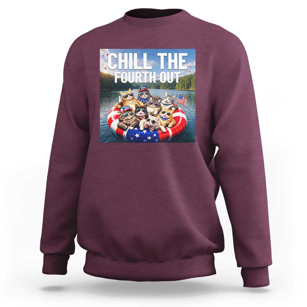 Funny Americana Cat Squad Sweatshirt Chill The Fourth Out