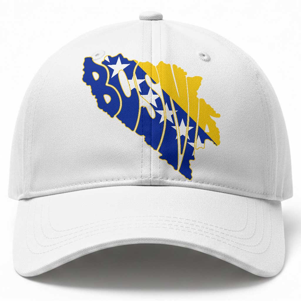 Bosnia And Herzegovina Word Art Map Baseball Cap Bosnian Pride Gift