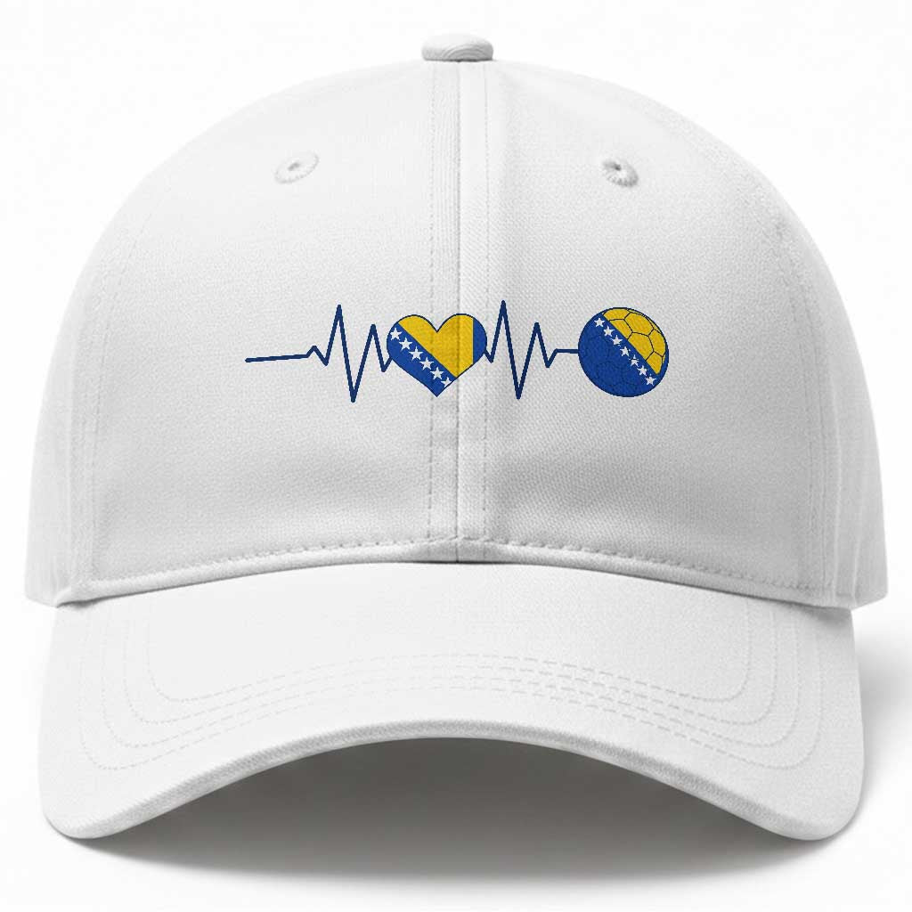 Bosnian Fudbal Heartbeat Baseball Cap Bosnia And Herzegovina Soccer Fan Gift
