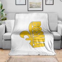Bosnian Fleur De Lis Flag Throw Blanket Proud Bosnia Heritage Gift