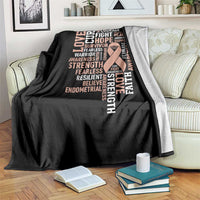Endometrial Cancer Awareness Throw Blanket Warrior Survivor Peach Ribbon