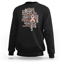 Endometrial Cancer Awareness Sweatshirt Warrior Survivor Peach Ribbon