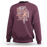 Endometrial Cancer Awareness Sweatshirt Warrior Survivor Peach Ribbon