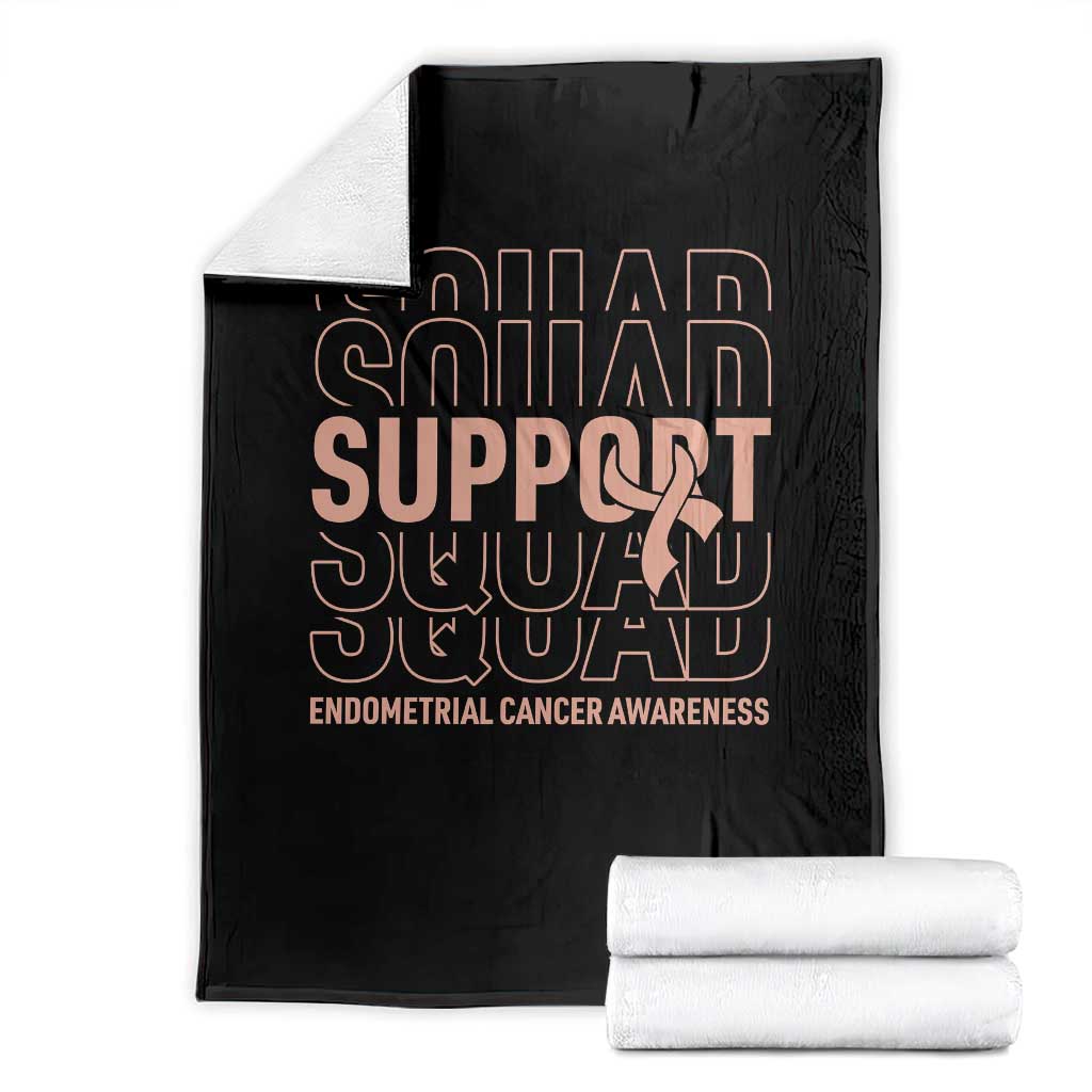 Endometrial Cancer Awareness Throw Blanket Support Squad Ribbon Warrior