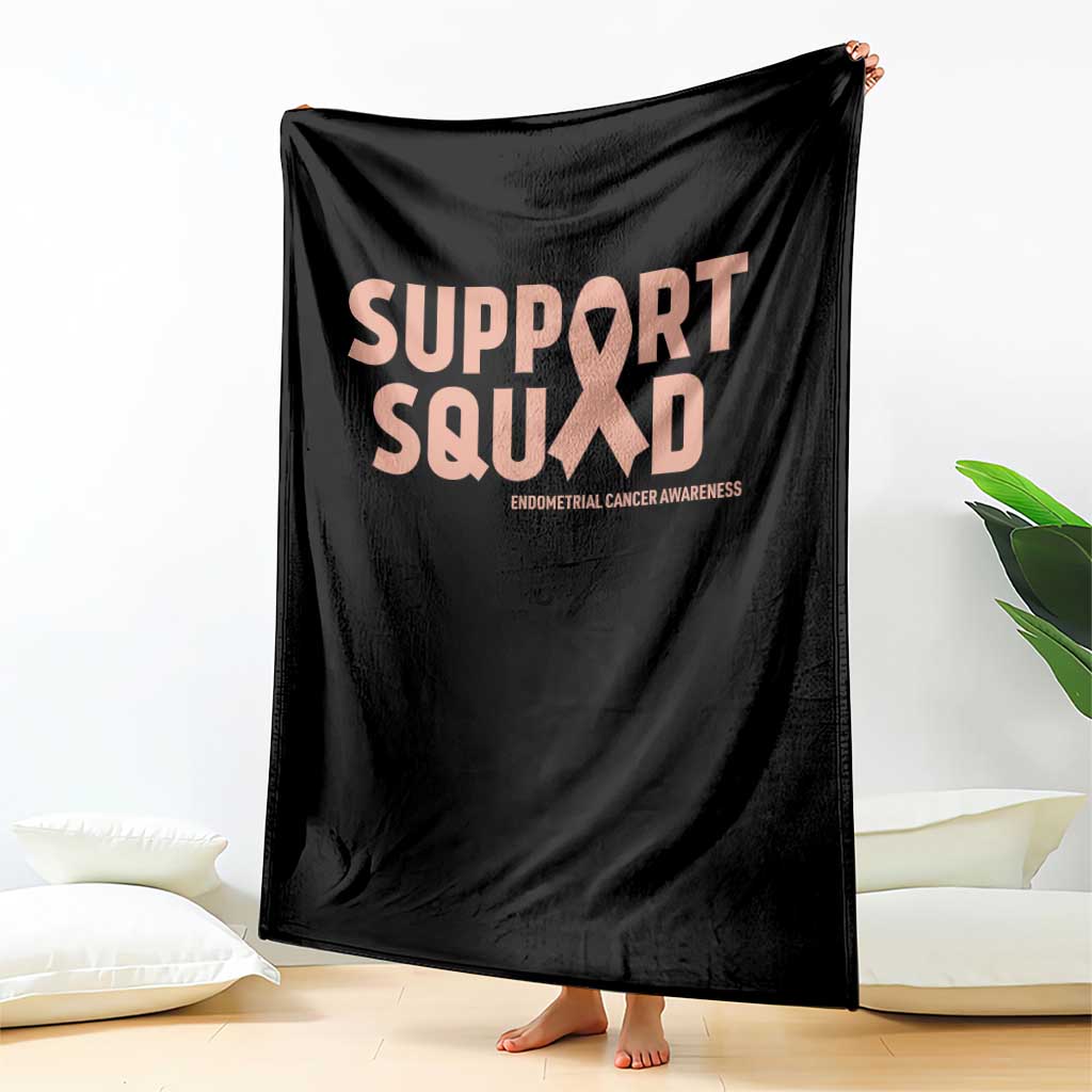 Endometrial Cancer Awareness Throw Blanket Support Squad Warrior Gift