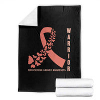 Endometrial Cancer Warrior Fighter Butterfly Throw Blanket Peach Ribbon Hope