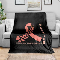 Endometrial Cancer Warrior Fighter Butterfly Throw Blanket Peach Ribbon Hope