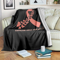 Endometrial Cancer Warrior Fighter Butterfly Throw Blanket Peach Ribbon Hope