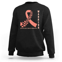 Endometrial Cancer Warrior Fighter Butterfly Sweatshirt Peach Ribbon Hope
