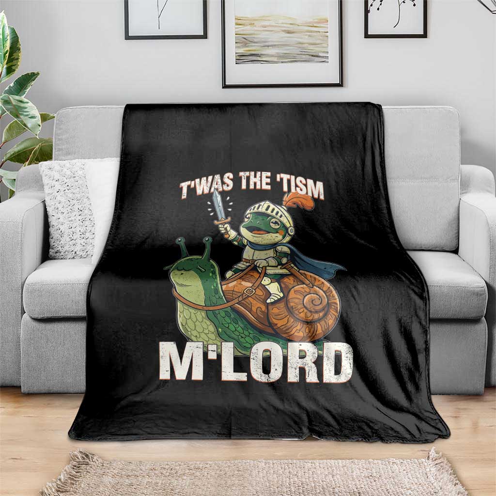 Funny Medieval Knight Frog Meme With Sword Throw Blanket Twas The Tism MLord