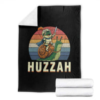 Funny Huzzah Frog Meme Throw Blanket Medieval Knight With Sword Graphic