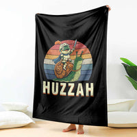 Funny Huzzah Frog Meme Throw Blanket Medieval Knight With Sword Graphic