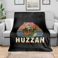 Funny Huzzah Frog Meme Throw Blanket Medieval Knight With Sword Graphic