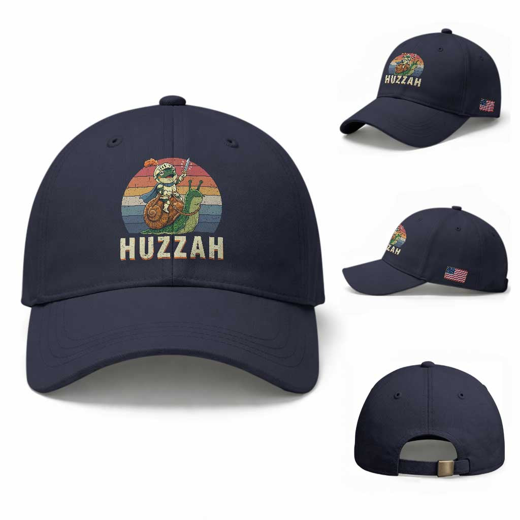 Funny Huzzah Frog Meme Baseball Cap Medieval Knight With Sword Graphic