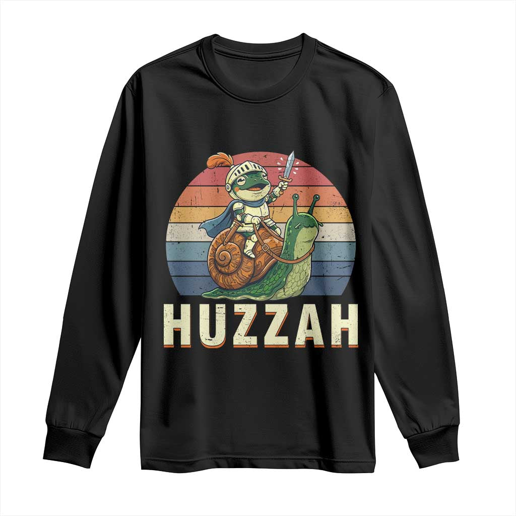 Funny Huzzah Frog Meme Long Sleeve Shirt Medieval Knight With Sword Graphic