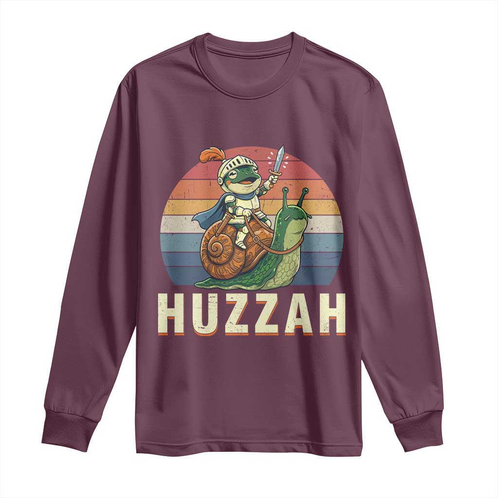 Funny Huzzah Frog Meme Long Sleeve Shirt Medieval Knight With Sword Graphic