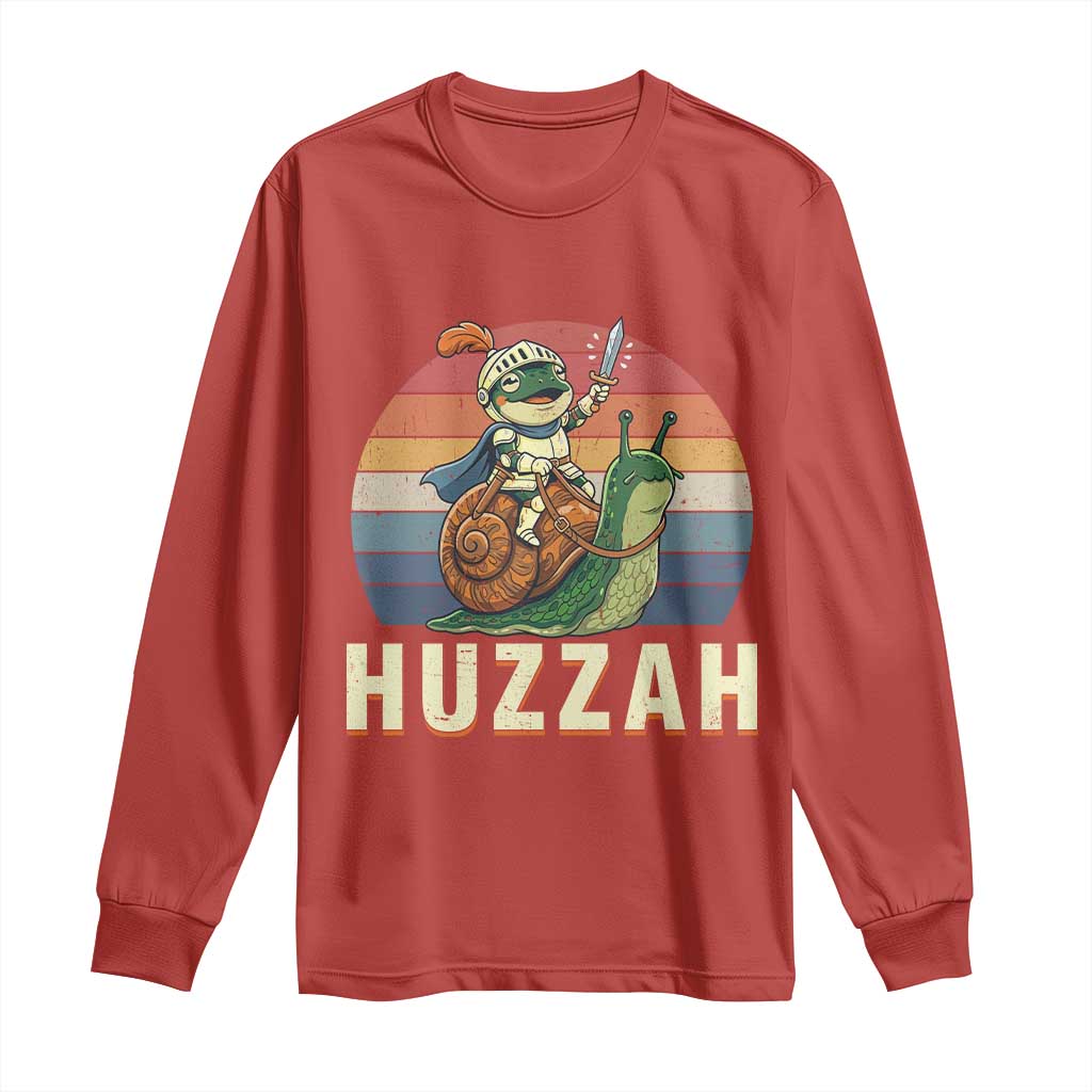 Funny Huzzah Frog Meme Long Sleeve Shirt Medieval Knight With Sword Graphic