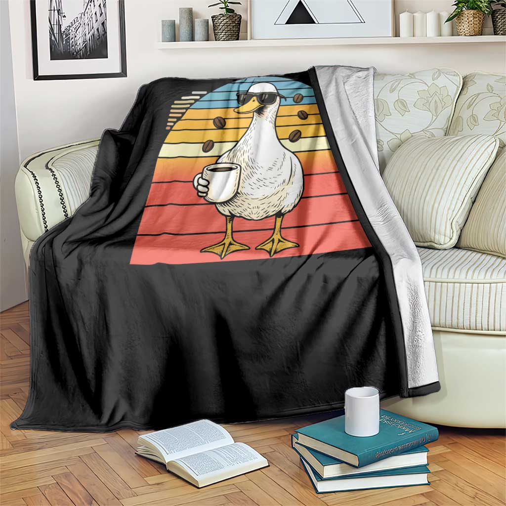 Funny Duck Drinking Throw Blanket Coffee Lover Gift - Wonder Print Shop