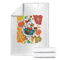 Thanksgiving Duck Lover Gift Throw Blanket Cute Duck Drinking Coffee - Wonder Print Shop
