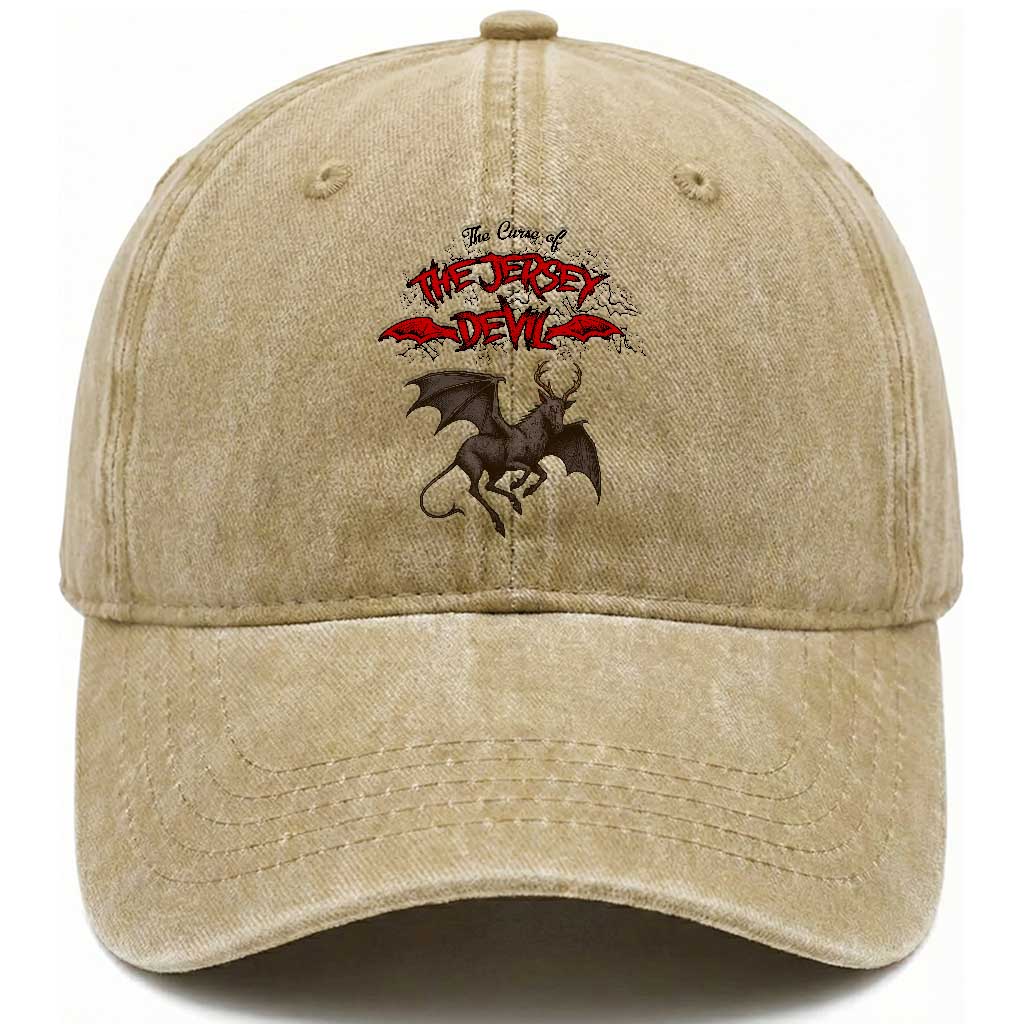 Jersey Devil Washed Cotton Baseball Cap The Curse Of The Cryptid Gothic Horror Gift