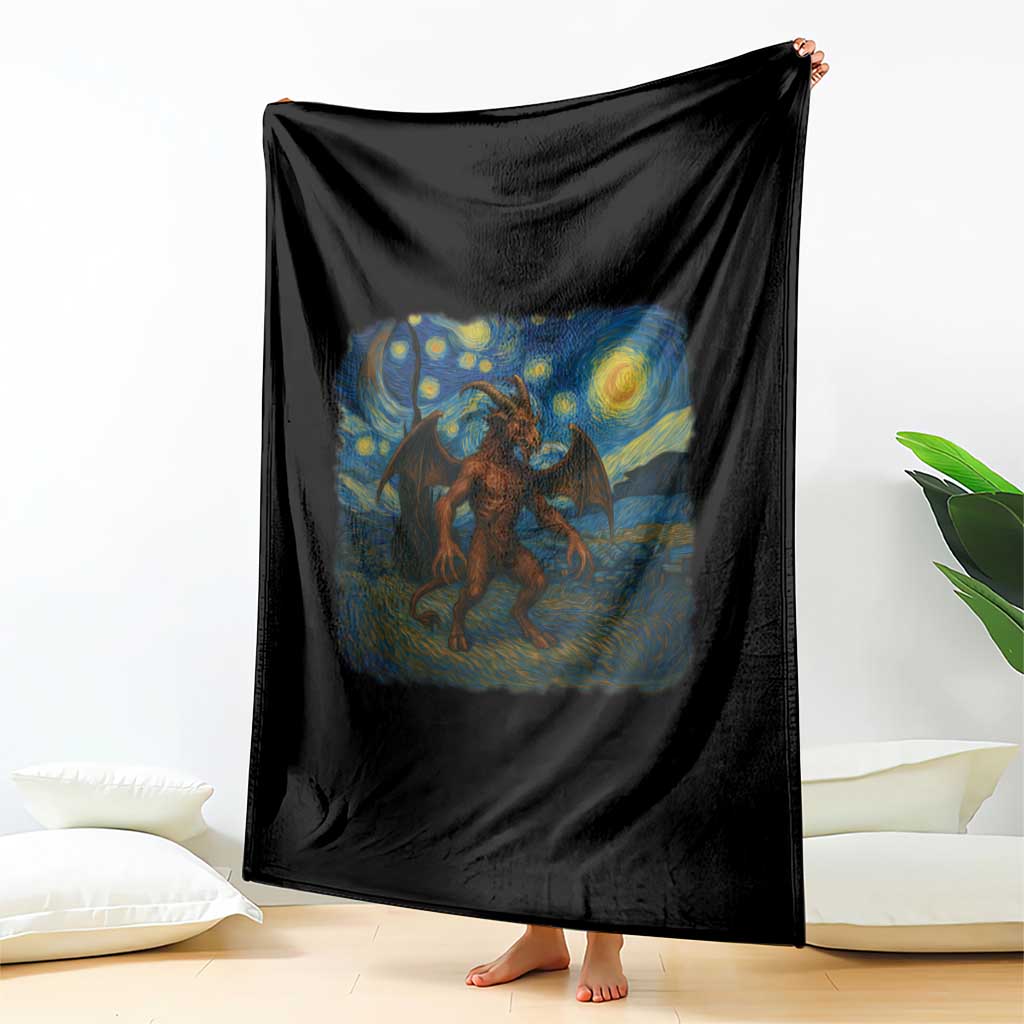 Jersey Devil Starry Night Throw Blanket Van Gogh Cryptid Gift - Wonder Print Shop