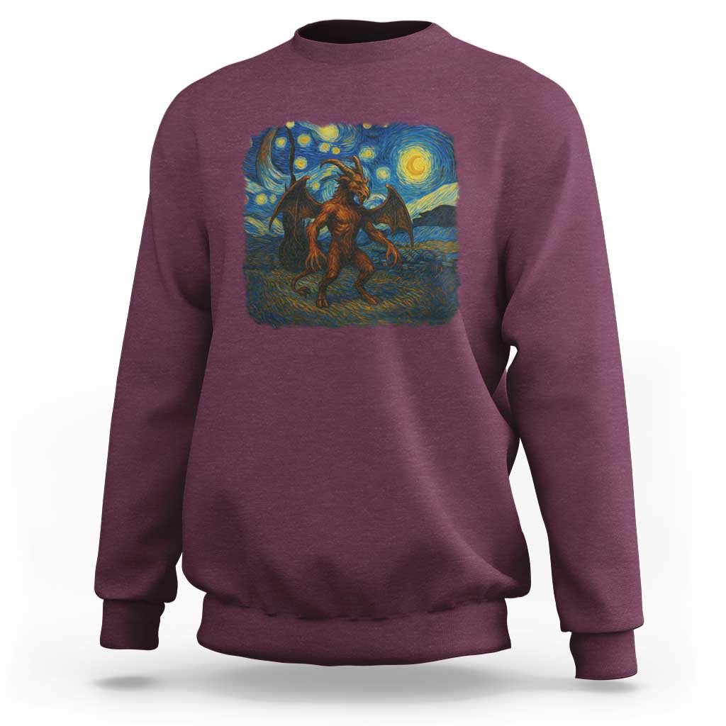 Jersey Devil Starry Night Sweatshirt Van Gogh Cryptid Gift - Wonder Print Shop