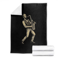 Vintage Abraham Lincoln Playing Saxophone Throw Blanket USA History
