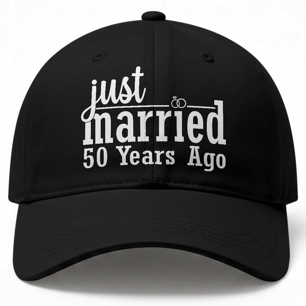 Funny 50th Wedding Anniversary Baseball Cap Just Married 50 Years Ago