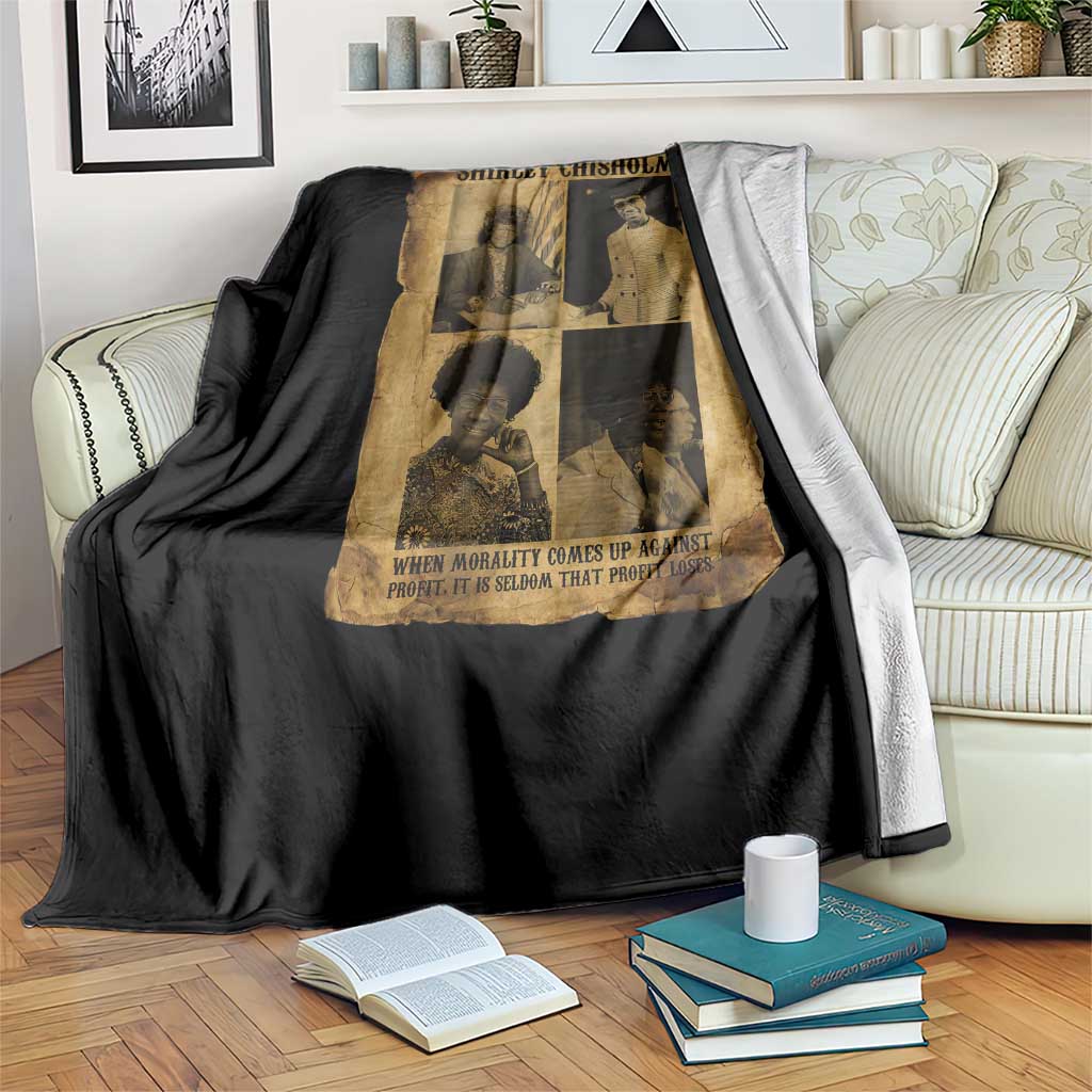 Vintage Shirley Chisholm Throw Blanket When Morality Meets Profit Quote
