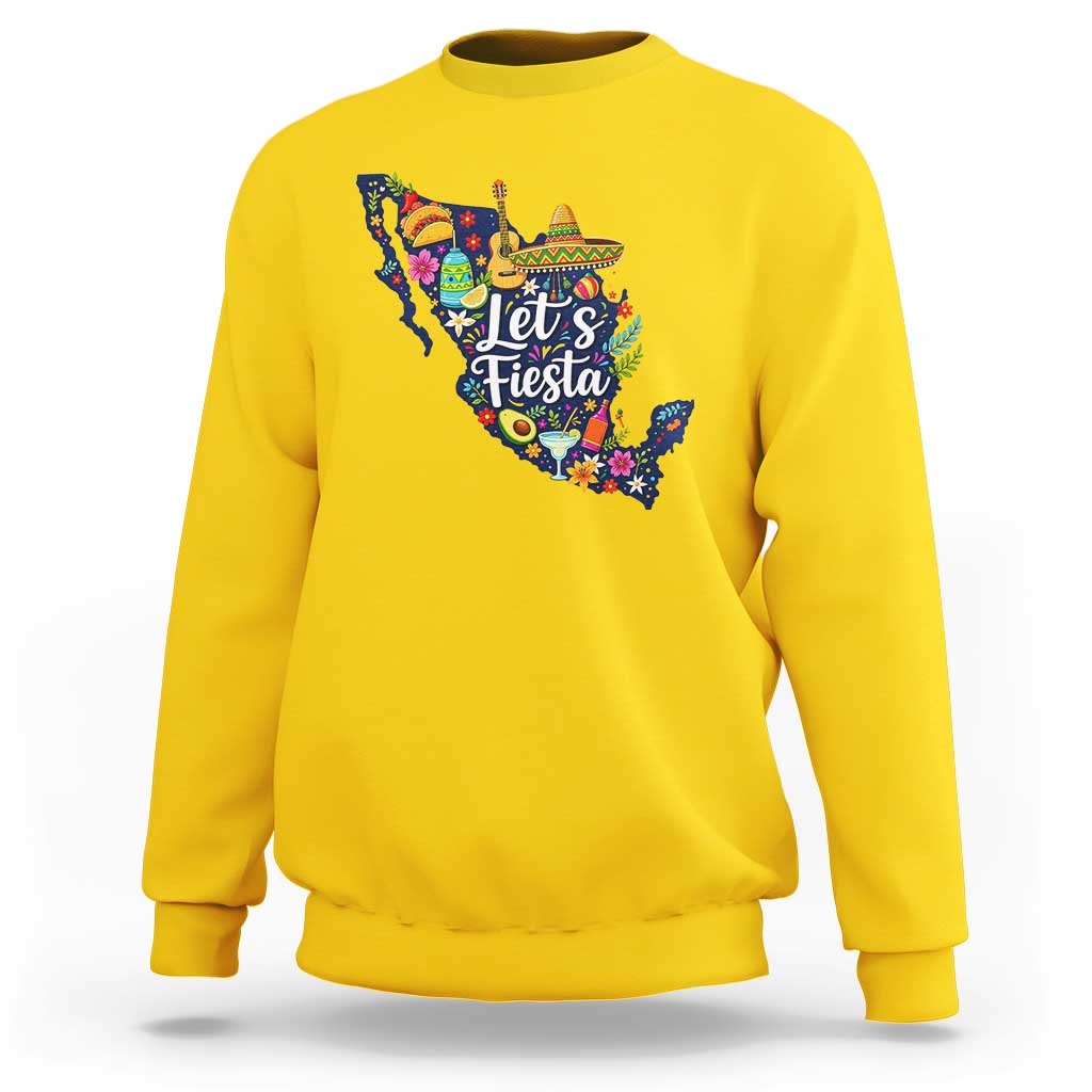 Cinco De Mayo Party Mexican Map Sweatshirt Lets Fiesta