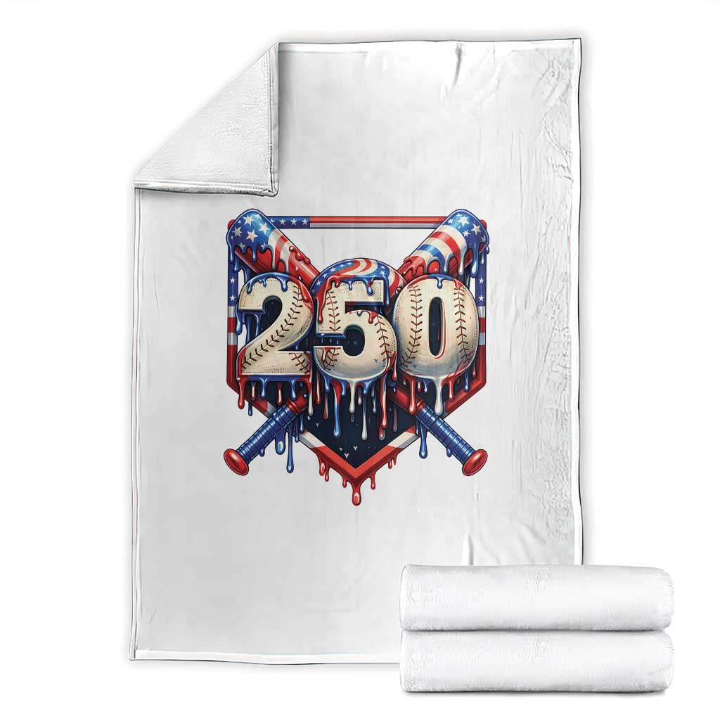 Patriotic Baseball Drip Throw Blanket USA 250th Anniversary Gift