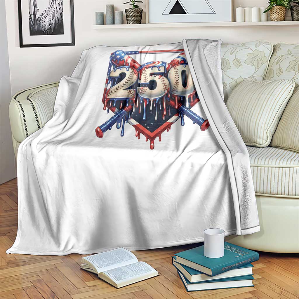 Patriotic Baseball Drip Throw Blanket USA 250th Anniversary Gift