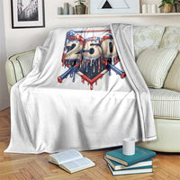 Patriotic Baseball Drip Throw Blanket USA 250th Anniversary Gift