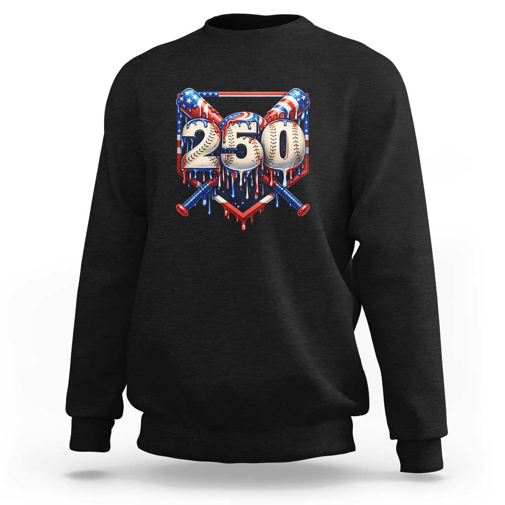 Patriotic Baseball Drip Sweatshirt USA 250th Anniversary Gift