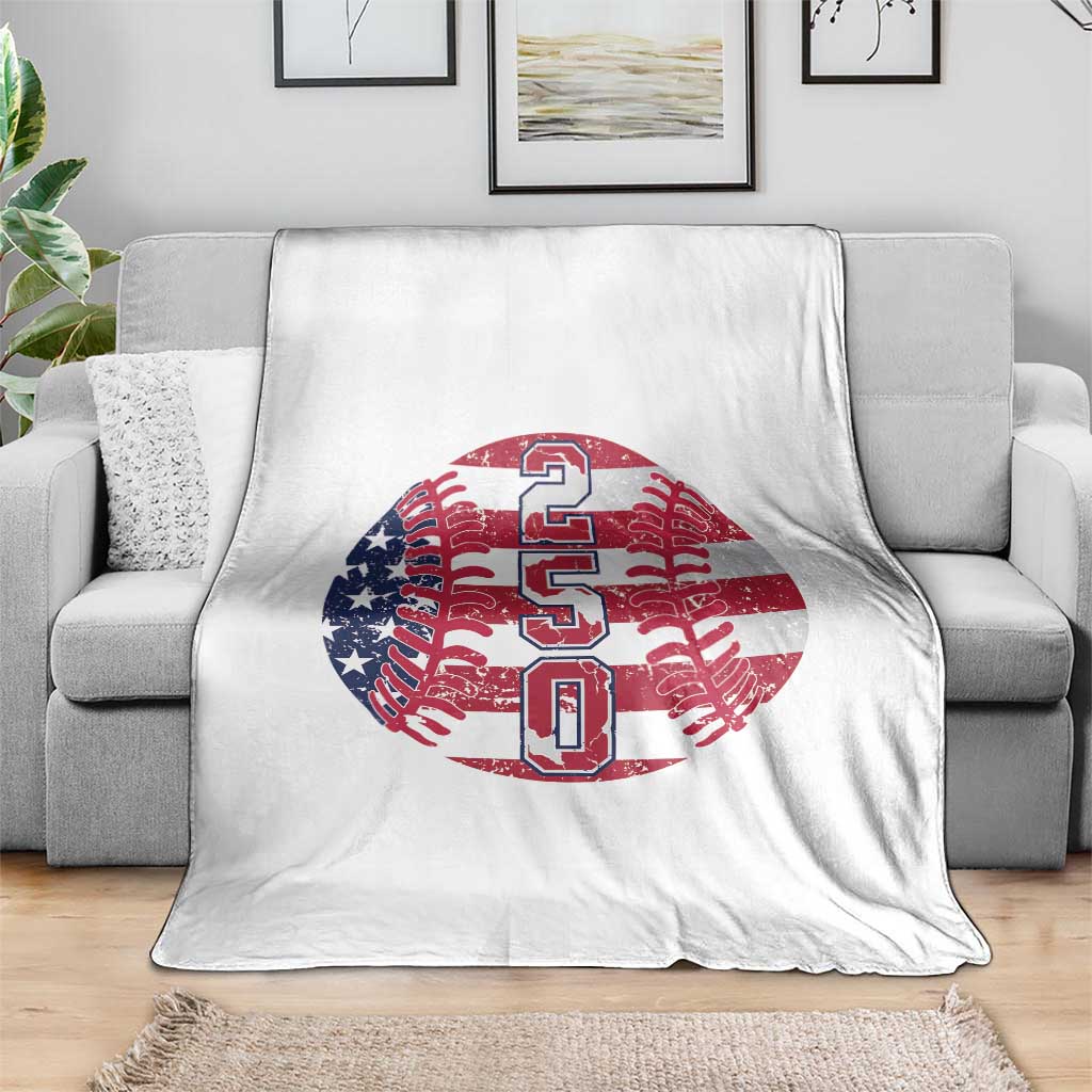 USA 250th Anniversary Baseball Throw Blanket Patriotic Athlete Gift