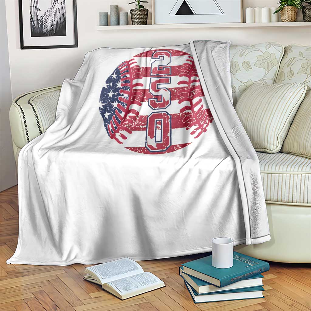 USA 250th Anniversary Baseball Throw Blanket Patriotic Athlete Gift