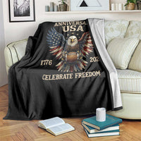 Patriotic Bald Eagle Football Throw Blanket America 250th Anniversary Gift