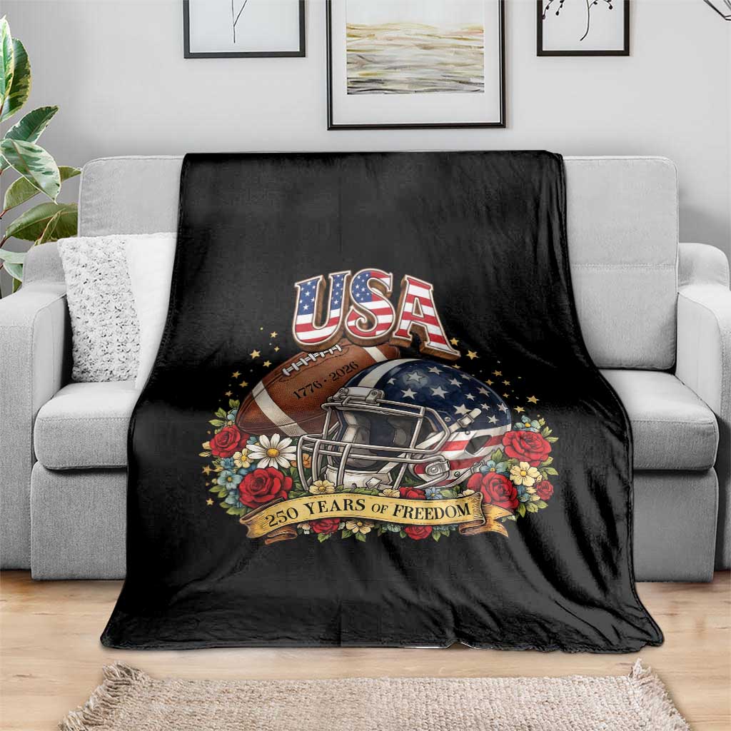 Patriotic Floral Baseball Throw Blanket USA 250th Anniversary Gift