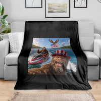 Patriotic Bigfoot Squad Chill Summer Vacation Graphic Throw Blanket